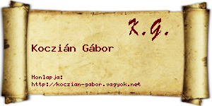 Koczián Gábor névjegykártya